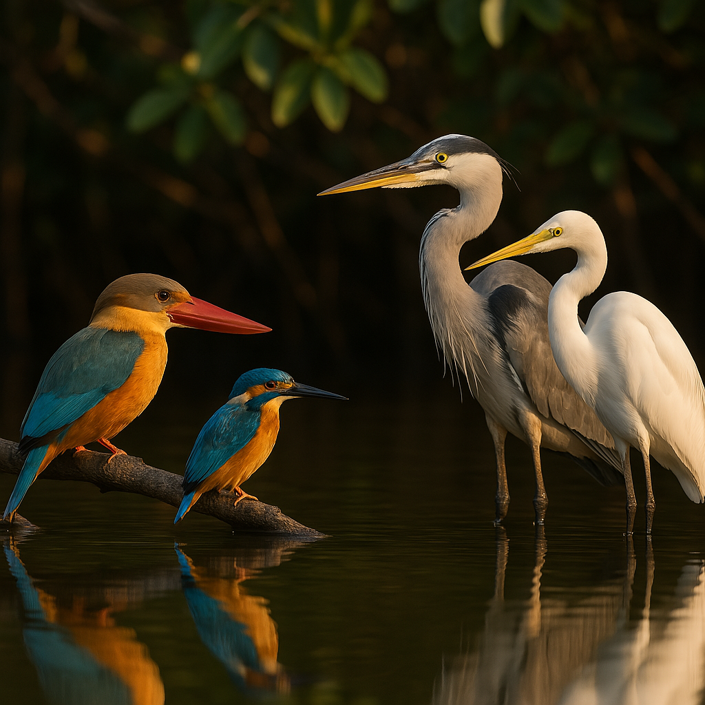 Bird watching opportunities during a backwater houseboat trip.