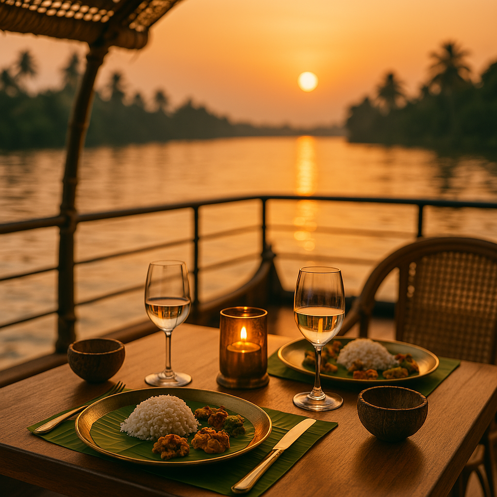 Magical sunrise over the Kerala backwaters.
